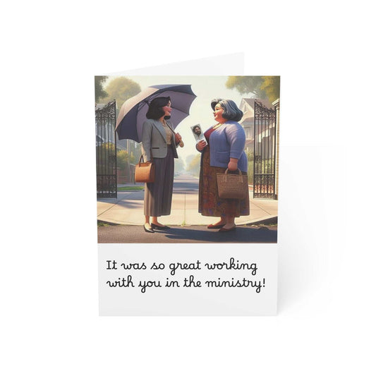 Greeting card for expressing appreciation in ministry work, customizable with envelope.