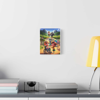 Canvas wall art featuring hopeful scene of overcoming disabilities, vibrant colors, and ethically sourced pine frame.