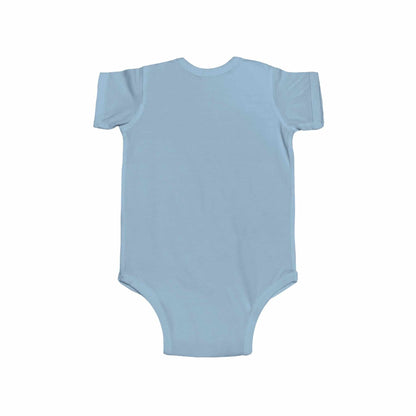 T-Shirt Baby blue tiger-themed cotton onesie for infants, featuring side seams and ribbed knitting for durability.