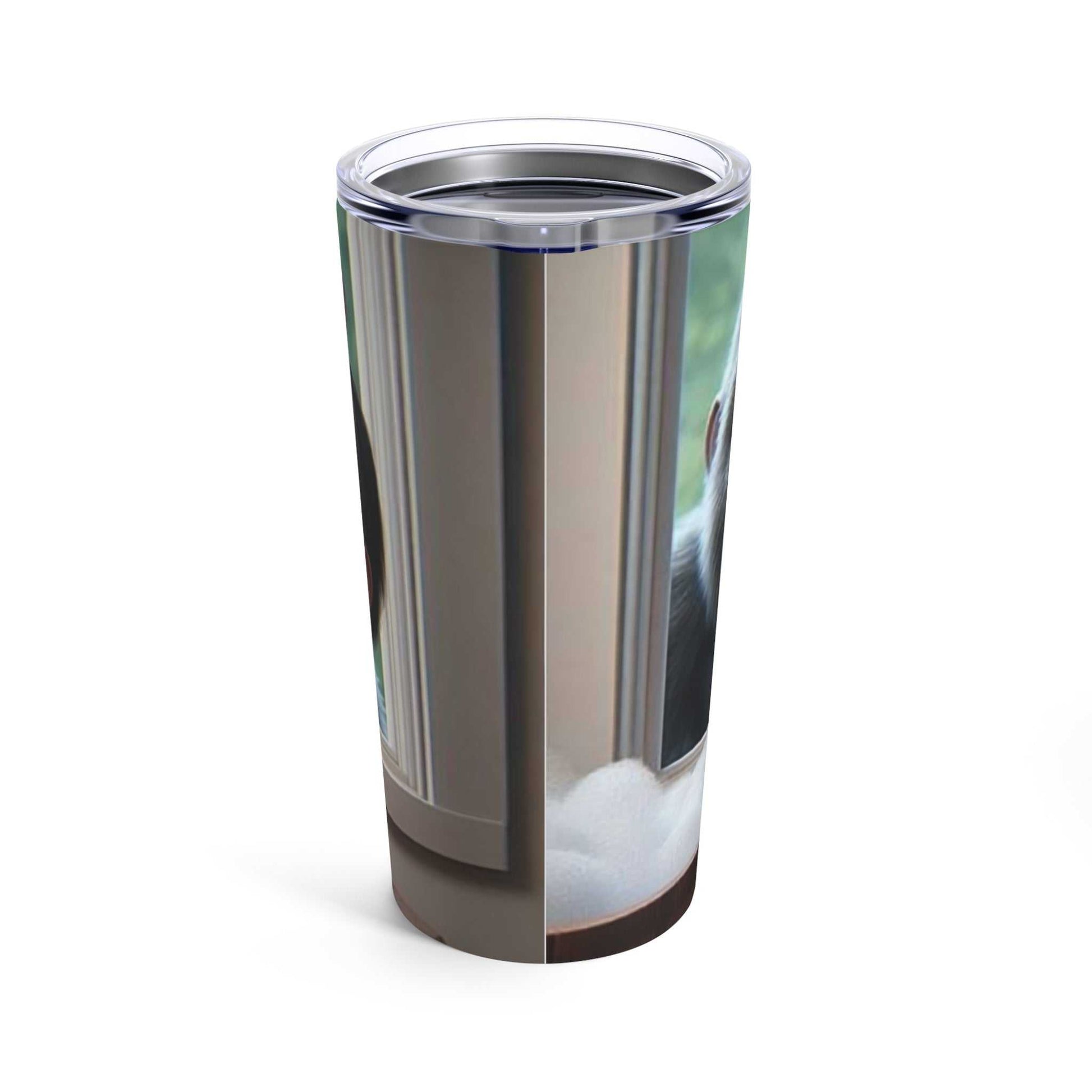 20oz stainless steel tumbler with little girl and gorilla design, vacuum insulated, dishwasher-safe.