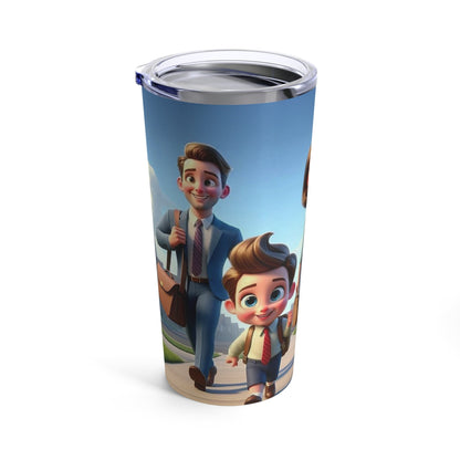 20oz stainless steel tumbler with family ministry design, vacuum insulated, glossy finish.