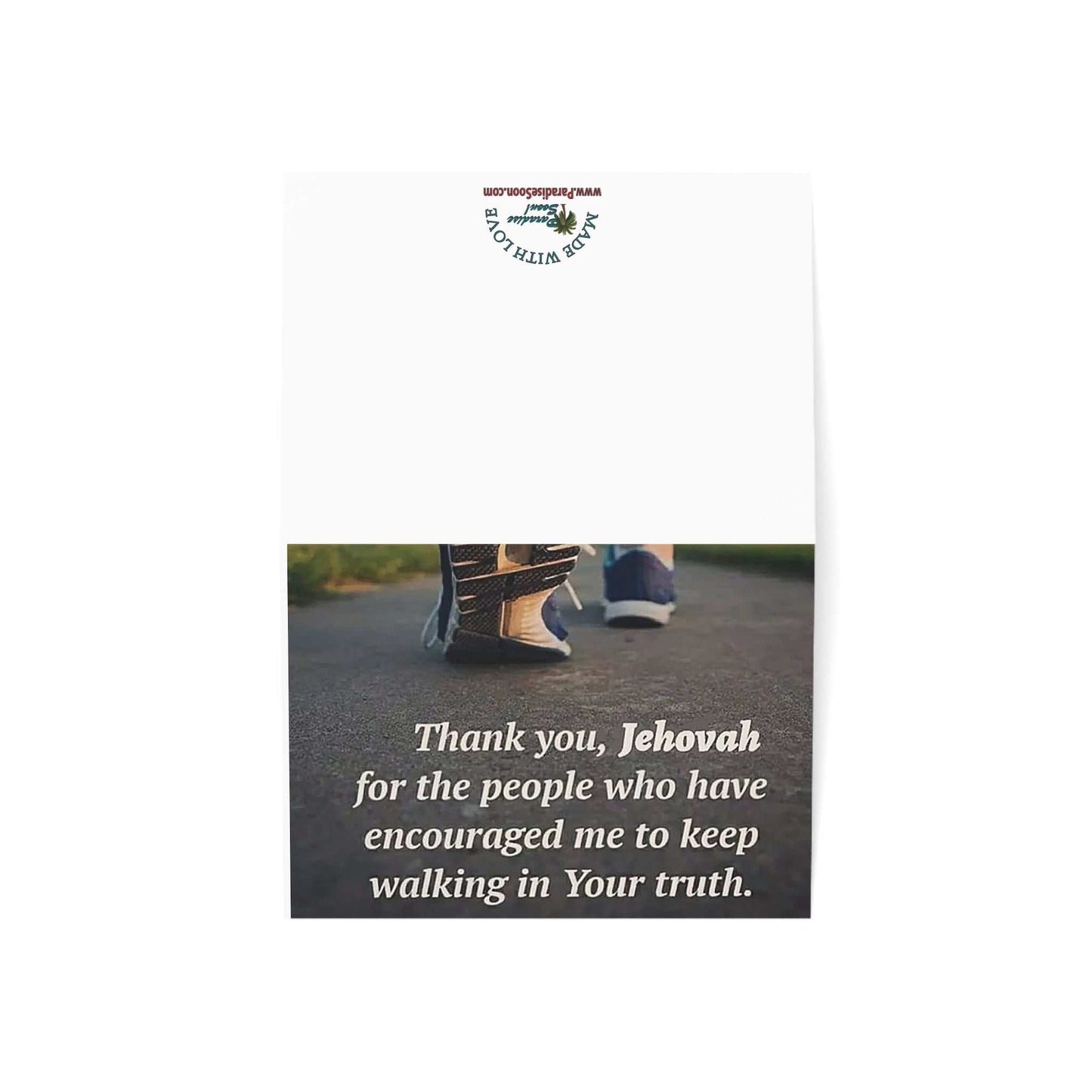 Greeting card with "Thank you, Jehovah" message, includes envelopes, 270gsm paper.