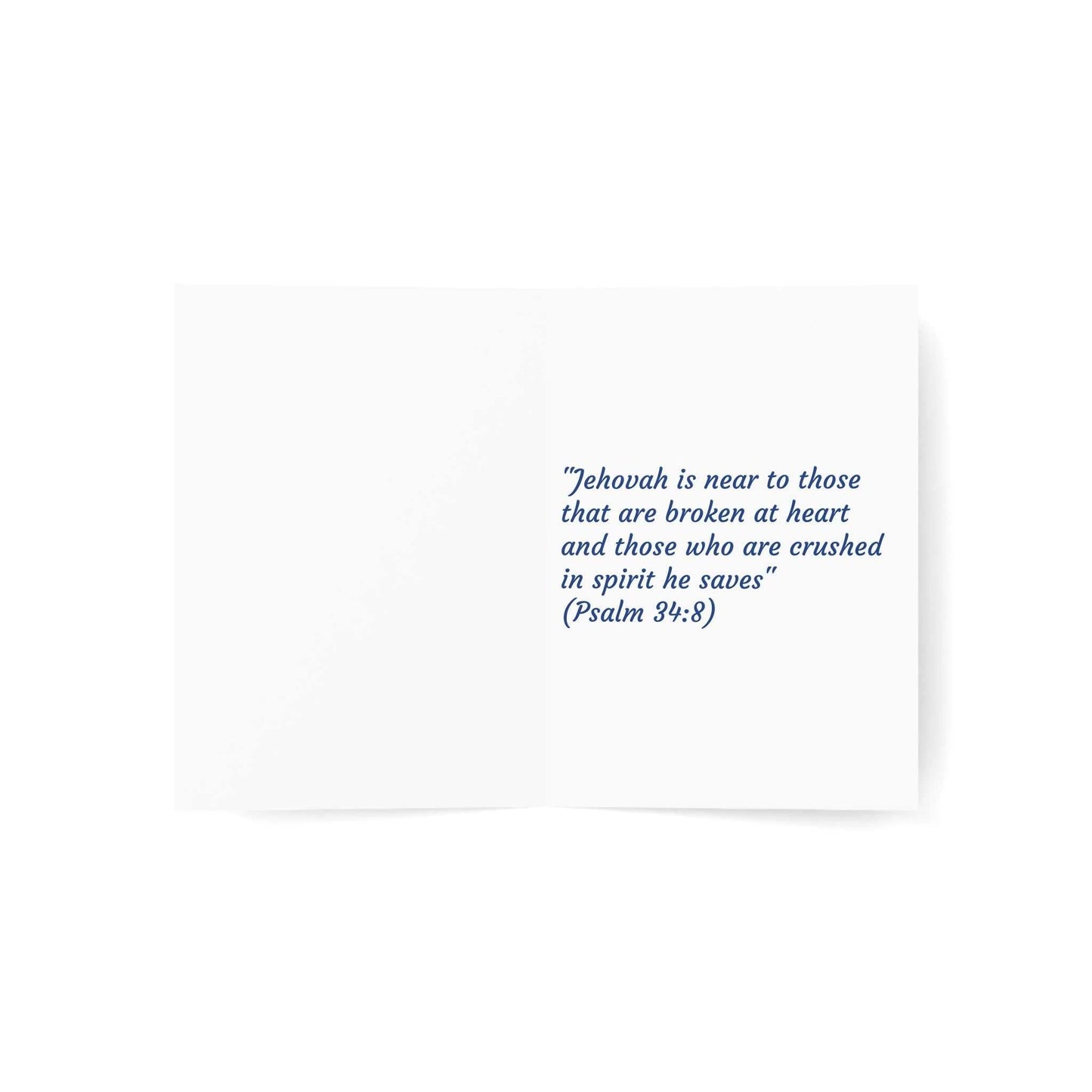 Greeting card with comforting message, premium quality paper, vibrant colors.