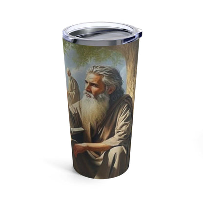 20oz tumbler with Biblical teaching scene, stainless steel, vacuum insulated.