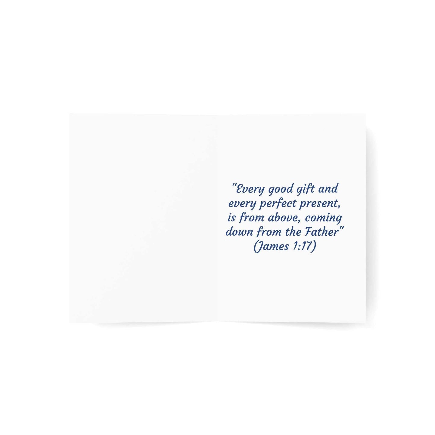 Greeting card with an appreciation message for a mate, featuring a biblical quote from James 1:17.