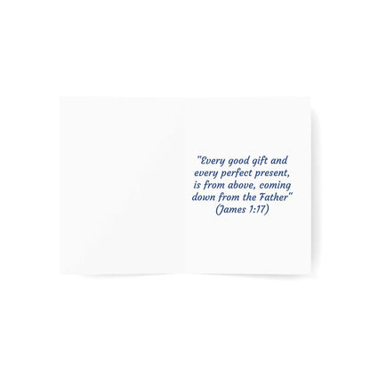 Greeting card with an appreciation message for a mate, featuring a biblical quote from James 1:17.