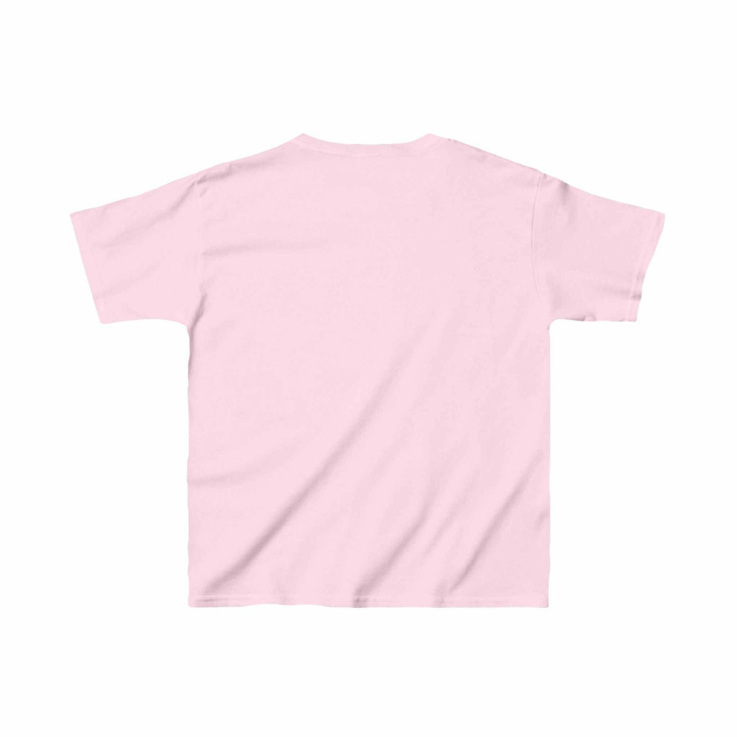 Child's pink t-shirt featuring a girl hugging a gorilla, playful and adventurous design.