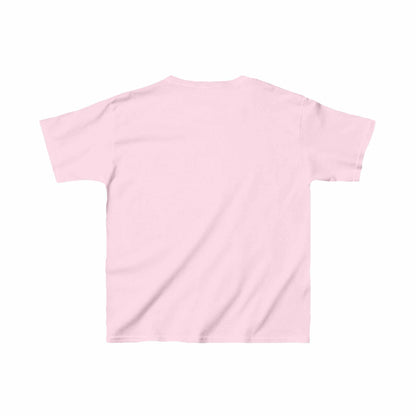 Child's pink t-shirt featuring a girl hugging a gorilla, playful and adventurous design.