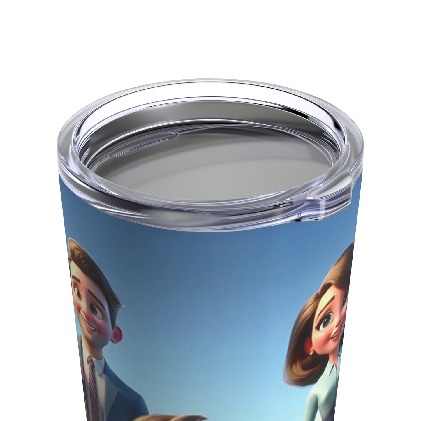 20oz stainless steel tumbler with vacuum insulation and glossy finish, featuring "Family in Ministry" design.