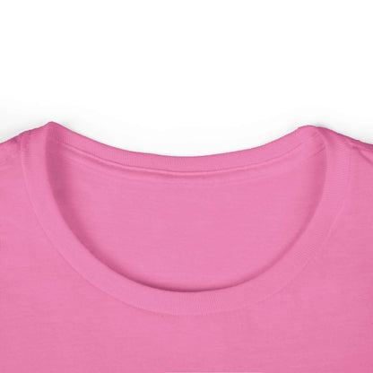 Women's pink t-shirt with ribbed knit collar, ideal for casual wear.