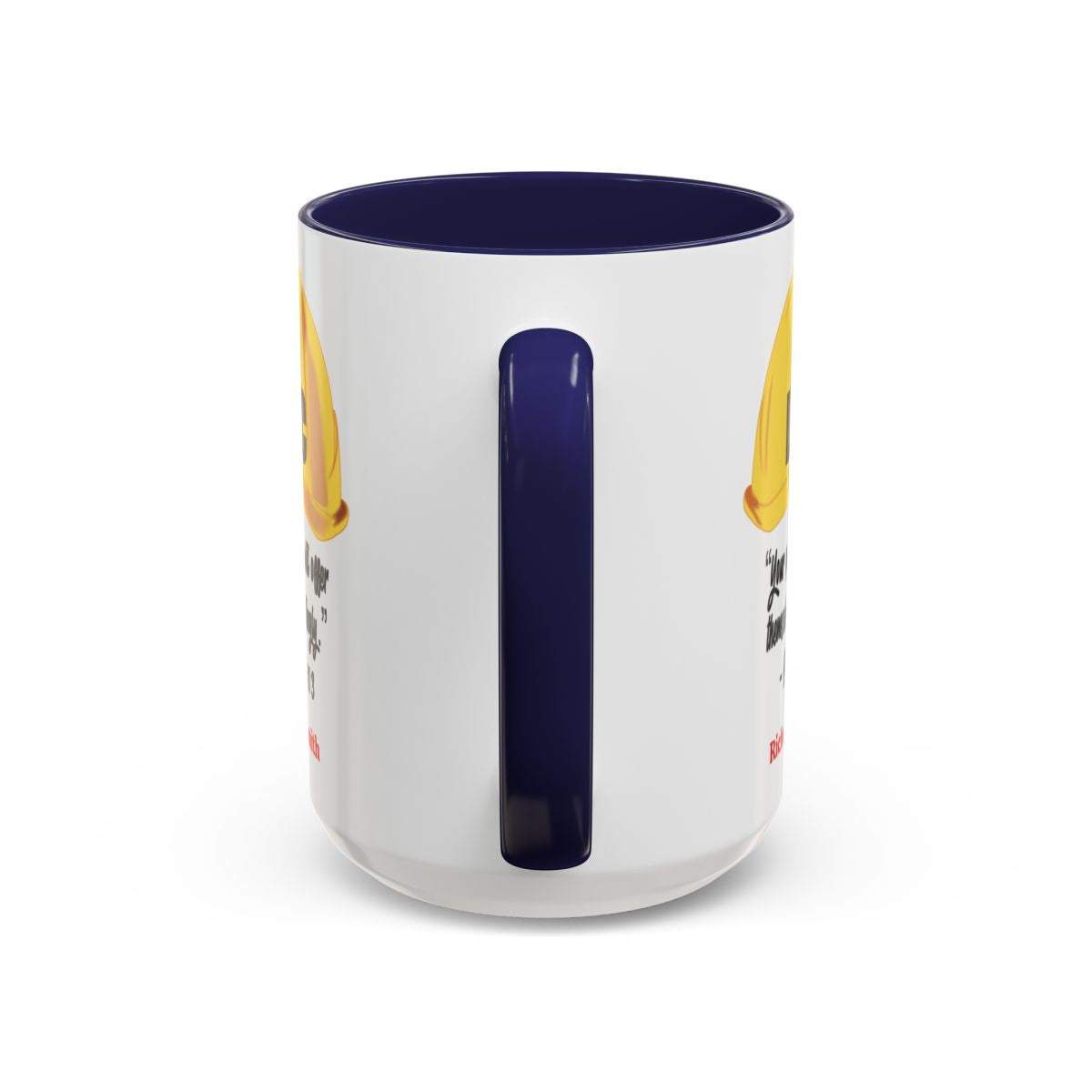 Ceramic coffee cup with dark handle, featuring LDC design, available in 11oz and 15oz sizes.