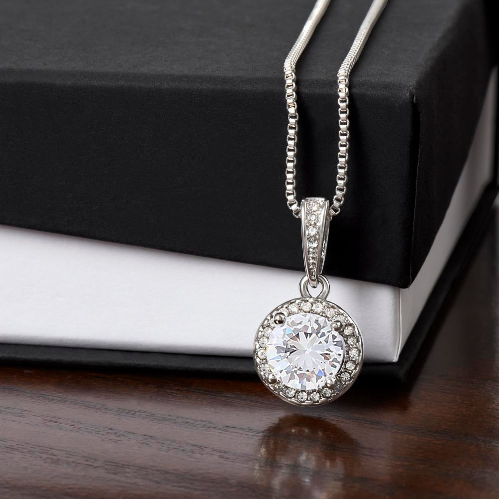 Necklace with cubic zirconia pendant for sister-in-law gift.