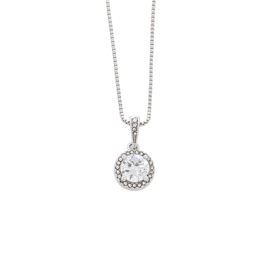 Eternal Hope Necklace for Sister-in-Law with cubic zirconia centerpiece and white gold finish.