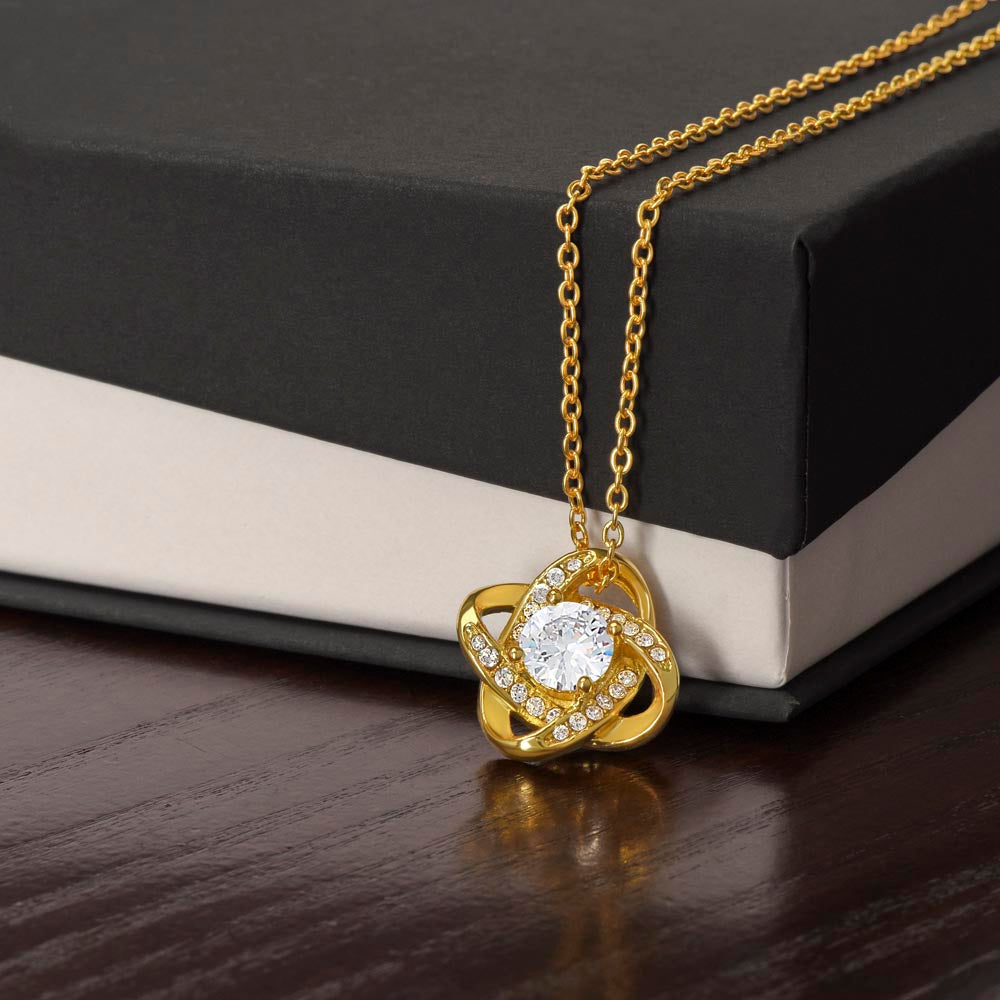 Love Knot Necklace for Grandmother with Cubic Zirconia and Signed Card