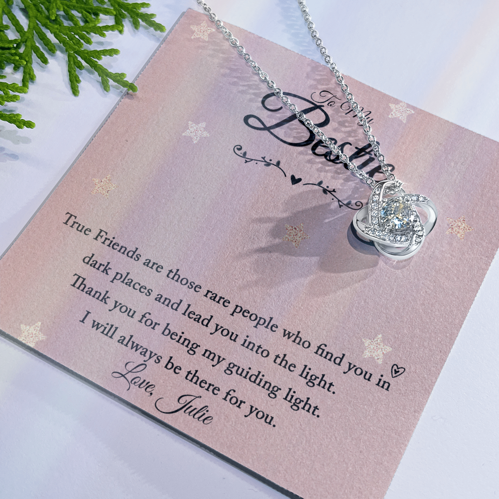 Love Knot Necklace with Personalized Message Card for Friend