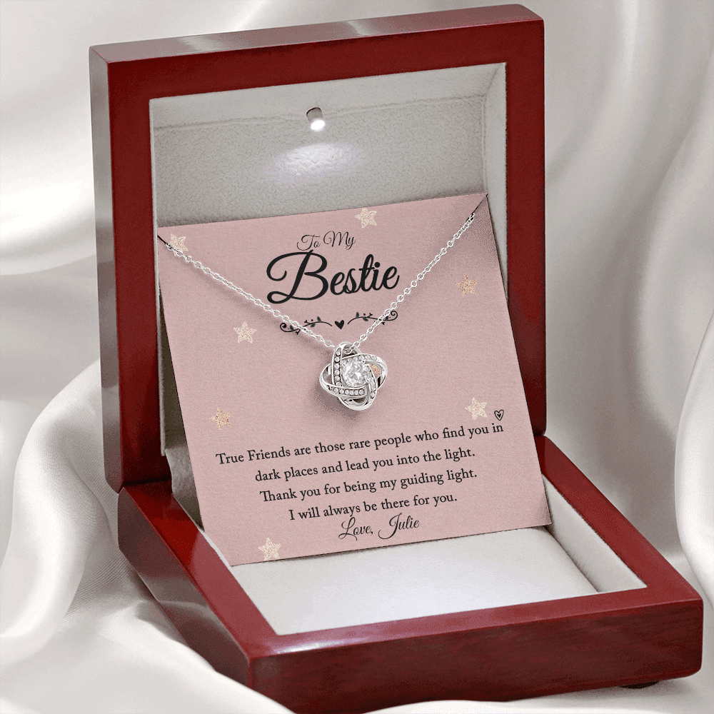 Love Knot Necklace with personalized card, in a luxury box, perfect gift for friends.