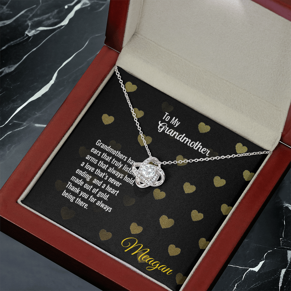 Love Knot Necklace with message card for grandmother in luxury box.