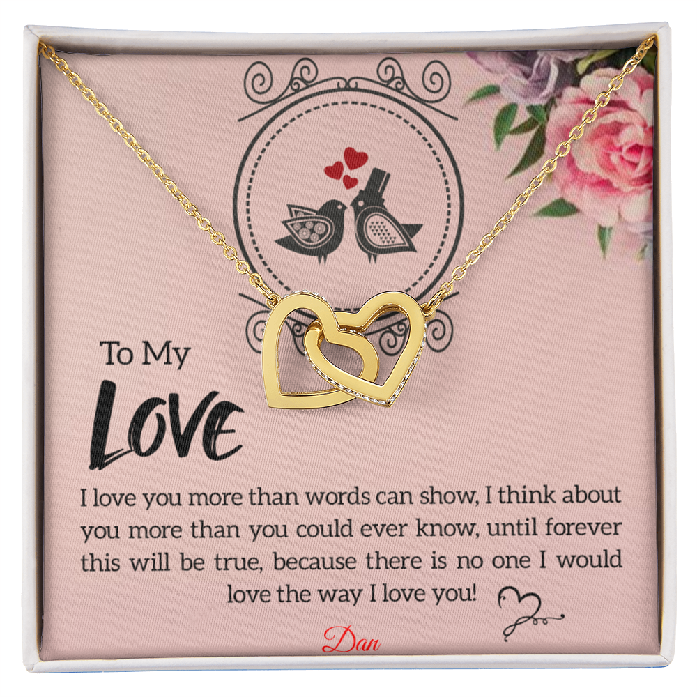 Interlocking Hearts Necklace with Personalized Message Card