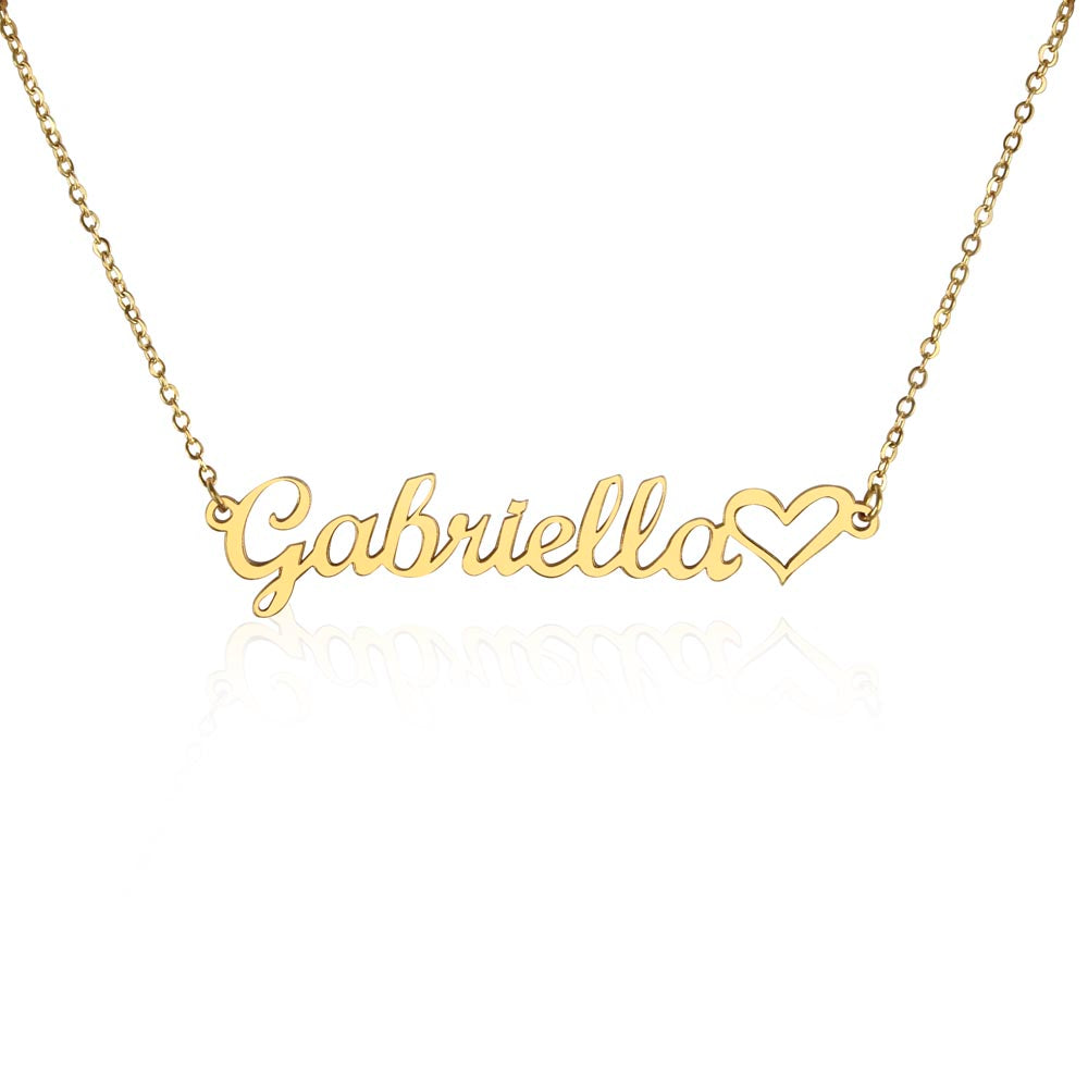 Customizable "Precious Daughter" necklace with heart symbol, polished stainless steel or 18K gold finish, adjustable 16”-18” chain.