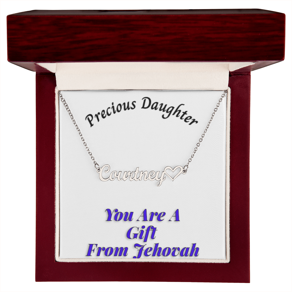 Customizable necklace with "Precious Daughter" message card and luxury box.