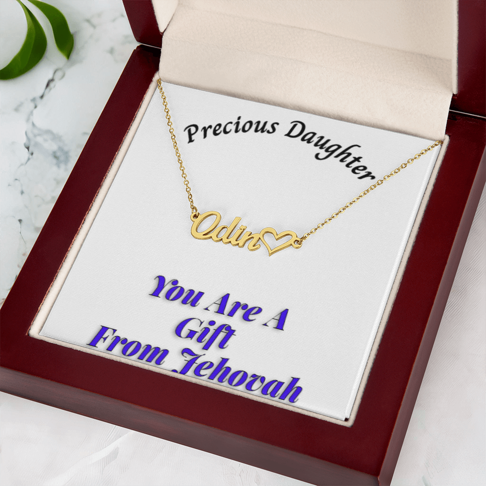 Customizable "Precious Daughter" Necklace with Heart and Message Card in Gift Box