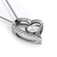 Heart-shaped necklace with CZ crystal, white gold finish.