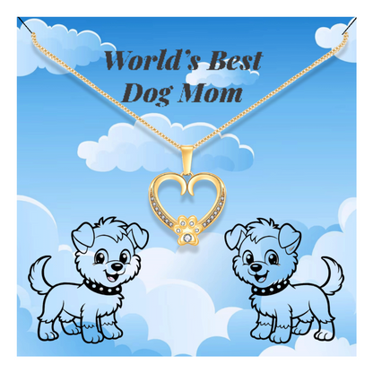 Paw Heart pendant necklace with message card for dog lovers.